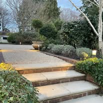 Garden steps with lighting installed